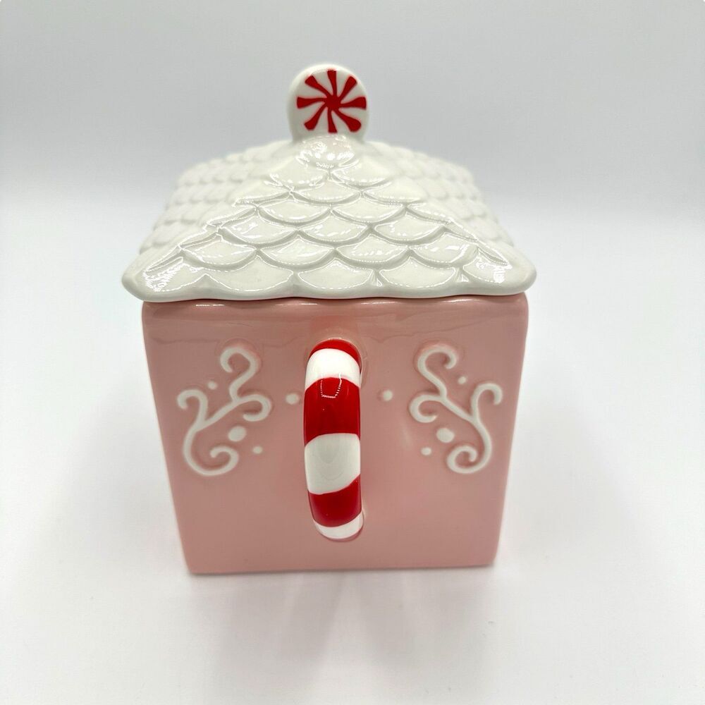 LANG Christmas Pastel Pink Gingerbread Peppermint Teapot Coffee Pot - Picture 4 of 5